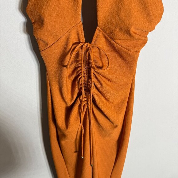 Saints + Secrets Halter Deep V Bodycon Dress Women's Small Rust Orange Vacation - Picture 7 of 14